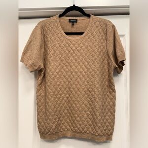 Well Worn Tan Quilted Short-Sleeve Sweater Top